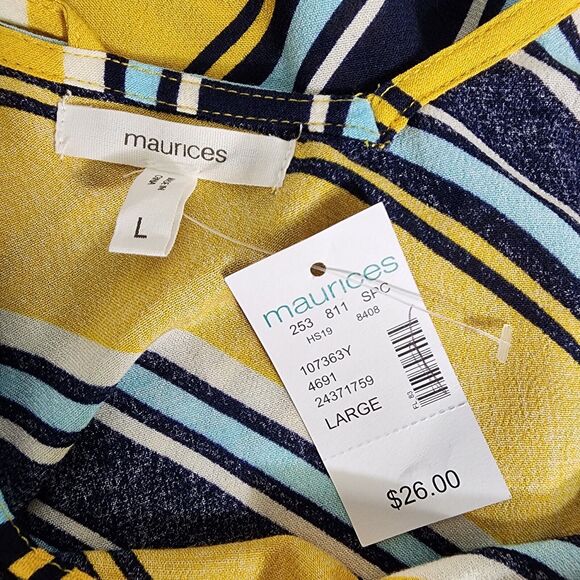 Maurices Womens Tank Top Sz Large Striped Strappy V Neck Sleeveless Lightweight - Picture 6 of 9